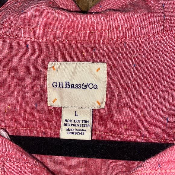 G.H. Bass & Co Red Flecked Long Sleeve Button Down Shirt Men's Size Large - Picture 5 of 6
